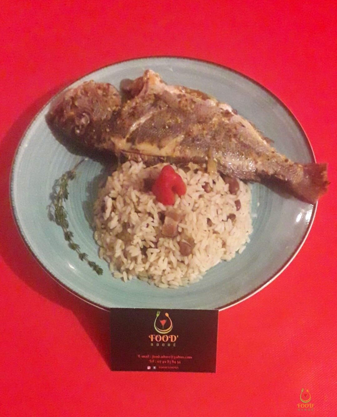 Poisson et riz mélangé