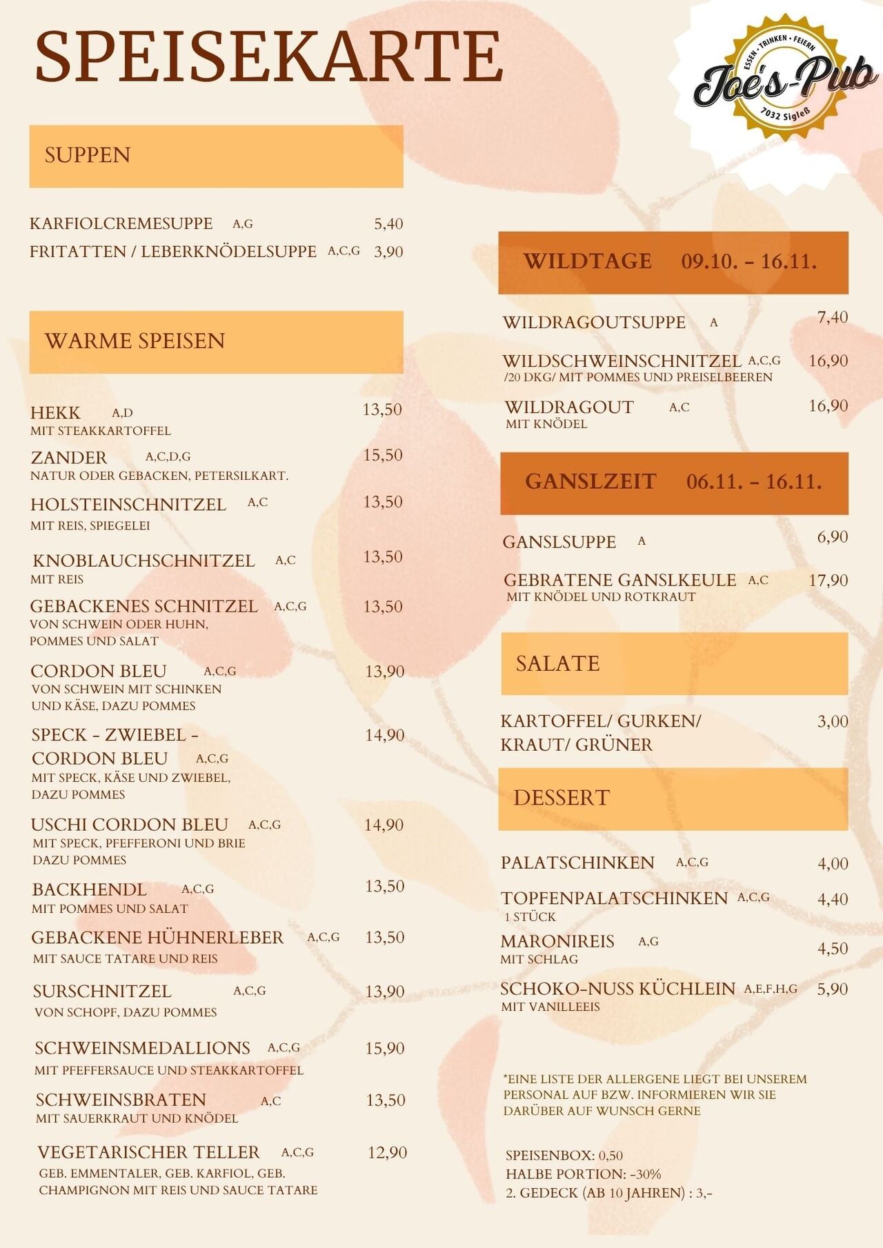 Speisekarte