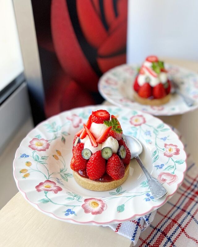 Tarte aux fraises ganache vanille