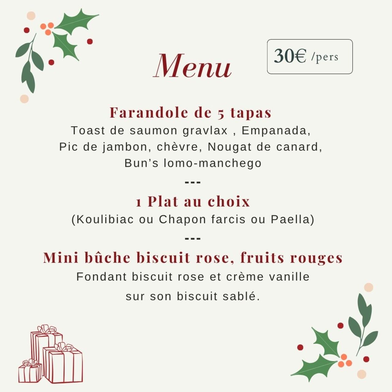 MENU DE NOEL