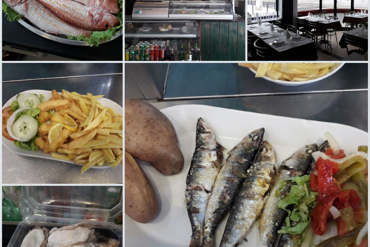 Os nossos pratos e a sala do restaurante