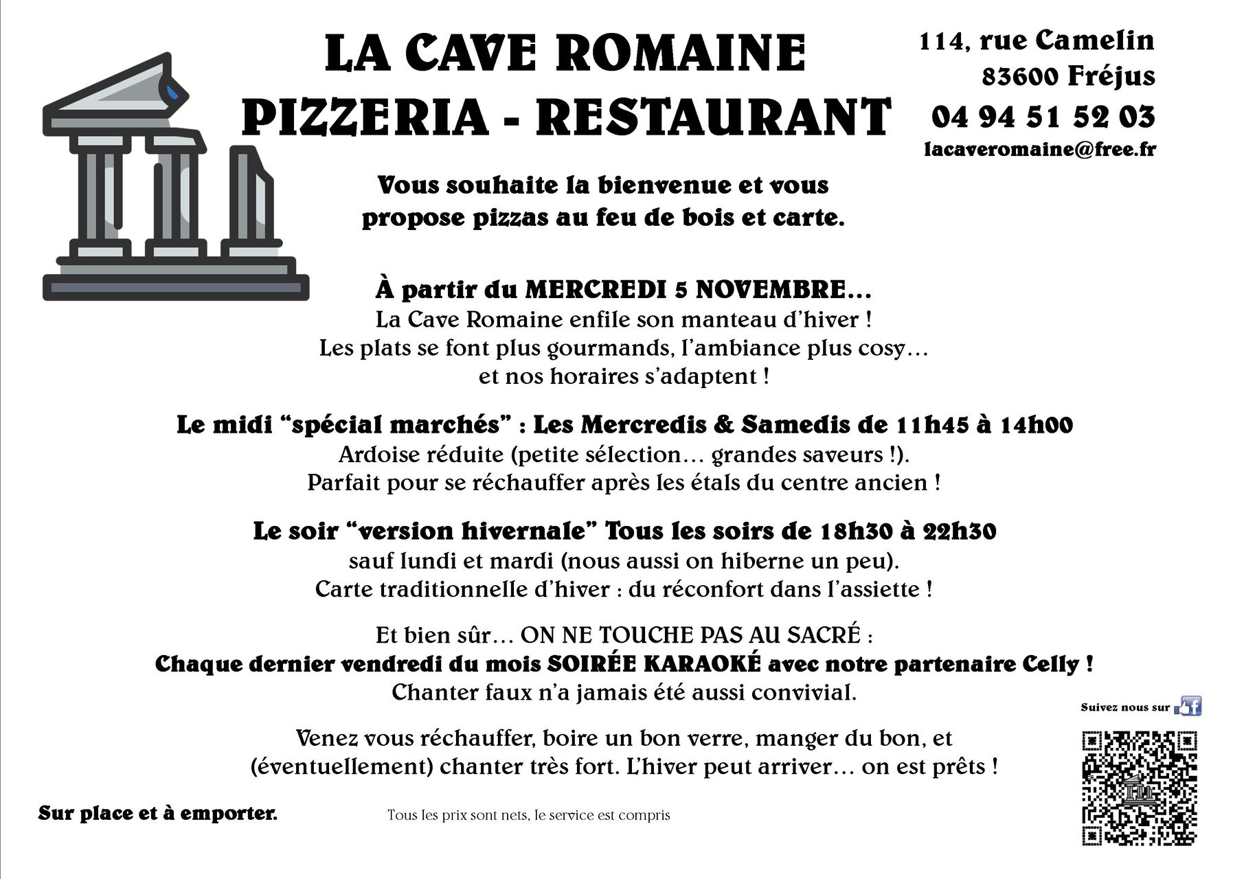 BREAKING NEWS : La Cave Romaine passe en mode Hiver...