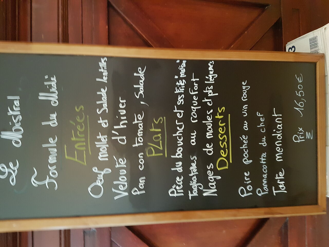 Suggestion de notre formule midi avec ses différents choix...