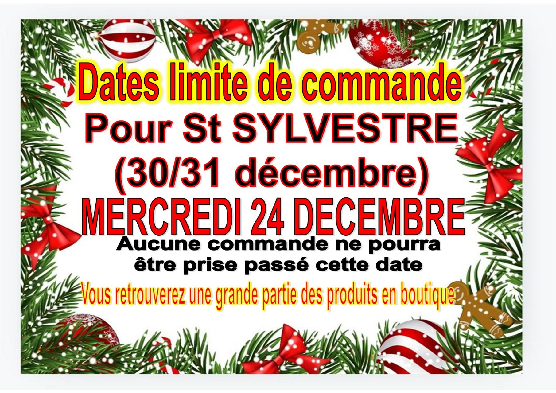 COMMANDES FETES DE FIN D'ANNEE