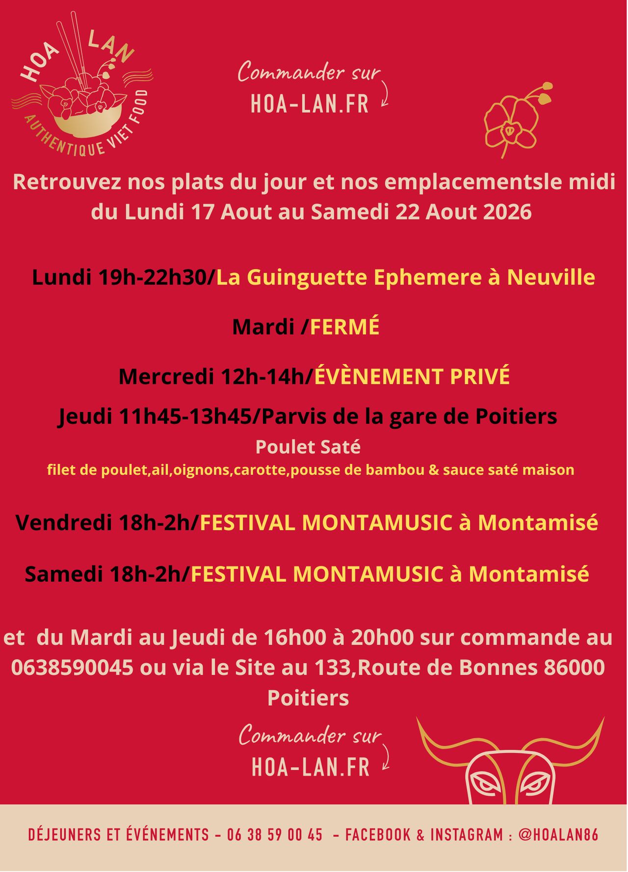 semaine du 17 au 22 Aout 2026