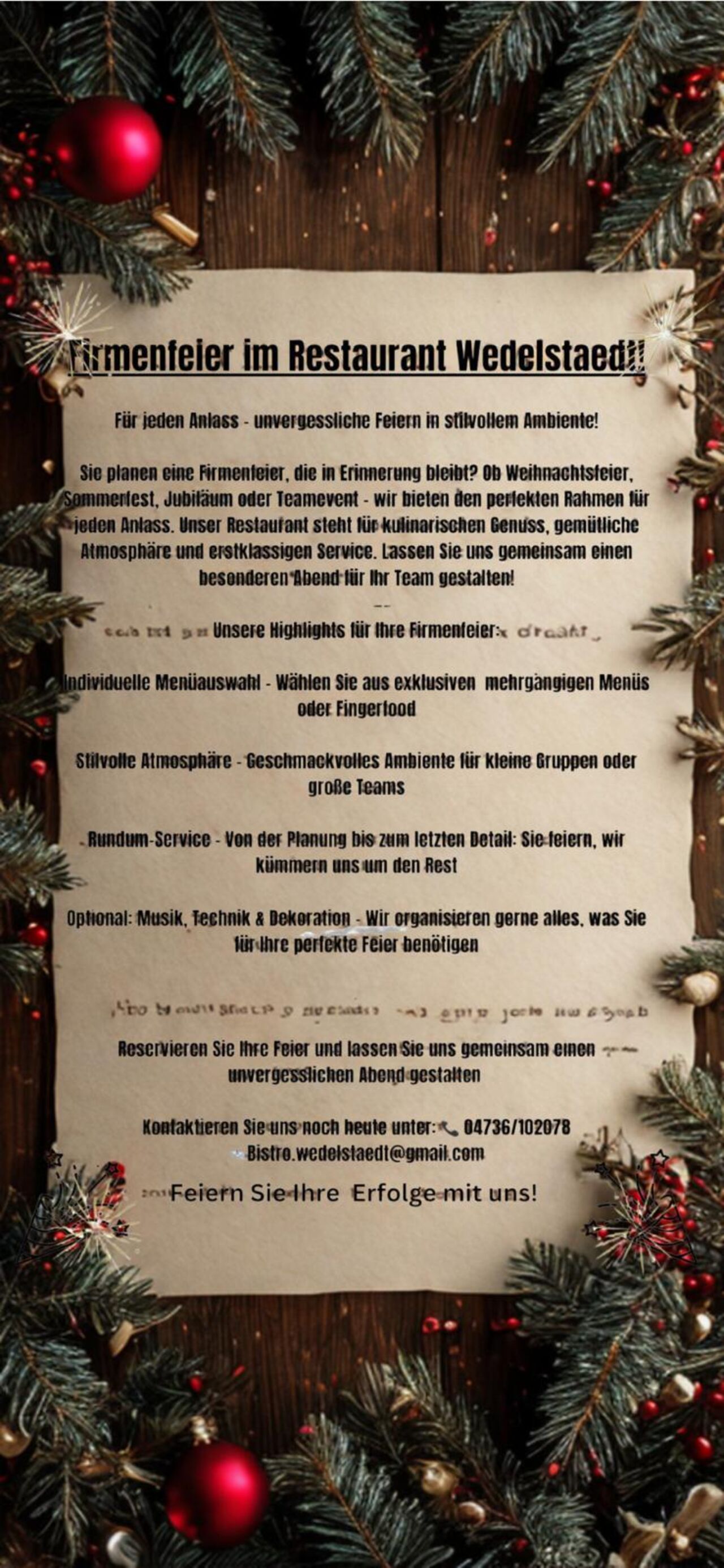 Firmenfeier im Restaurant Wedelstaedt