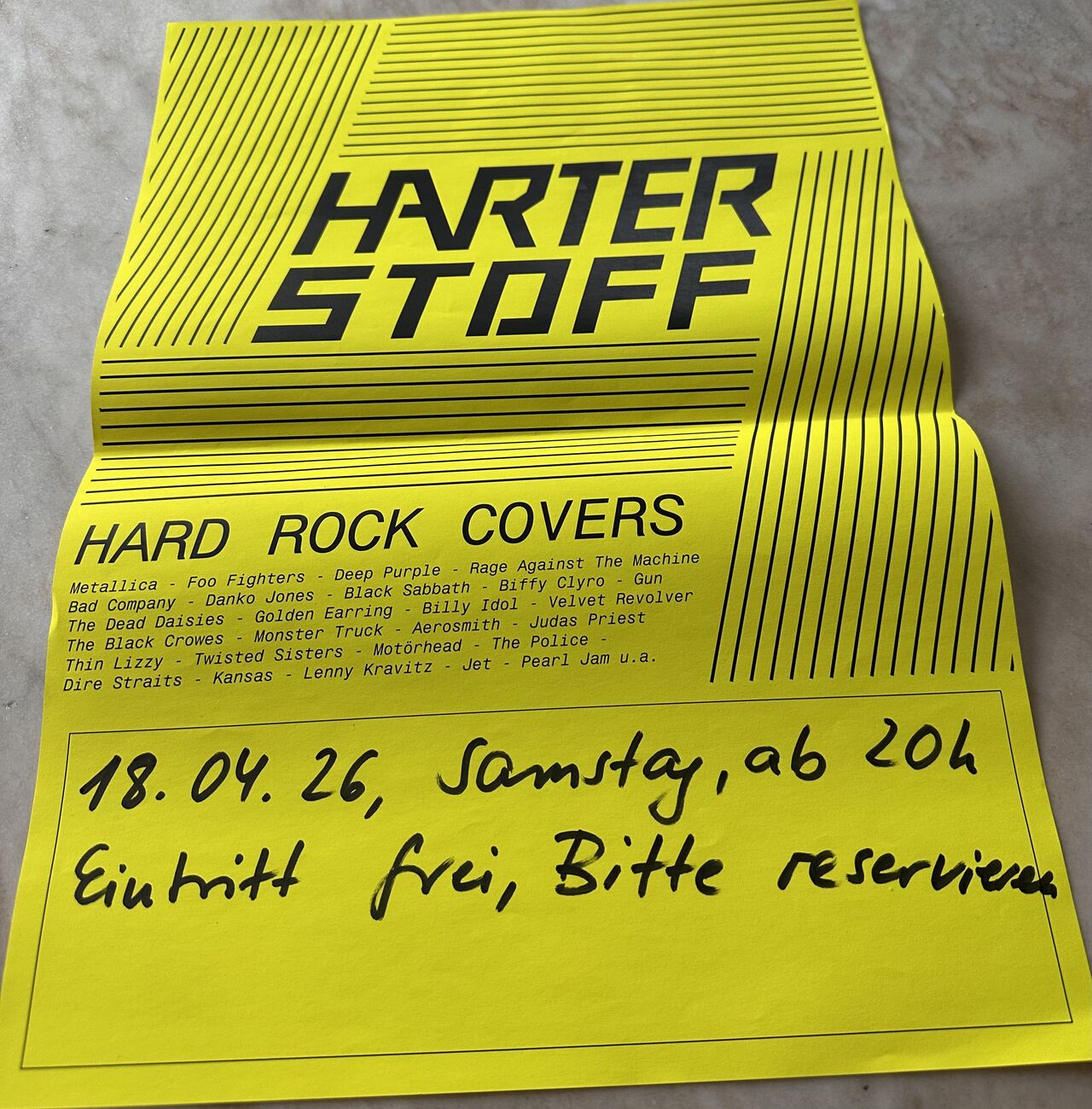 HARTER STOFF: Samstag, 18.04.26, ab 20:00 Uhr