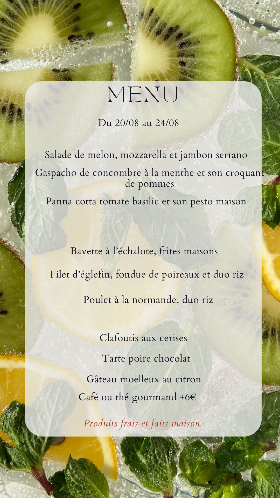 Menu du 20/08 au 24/08