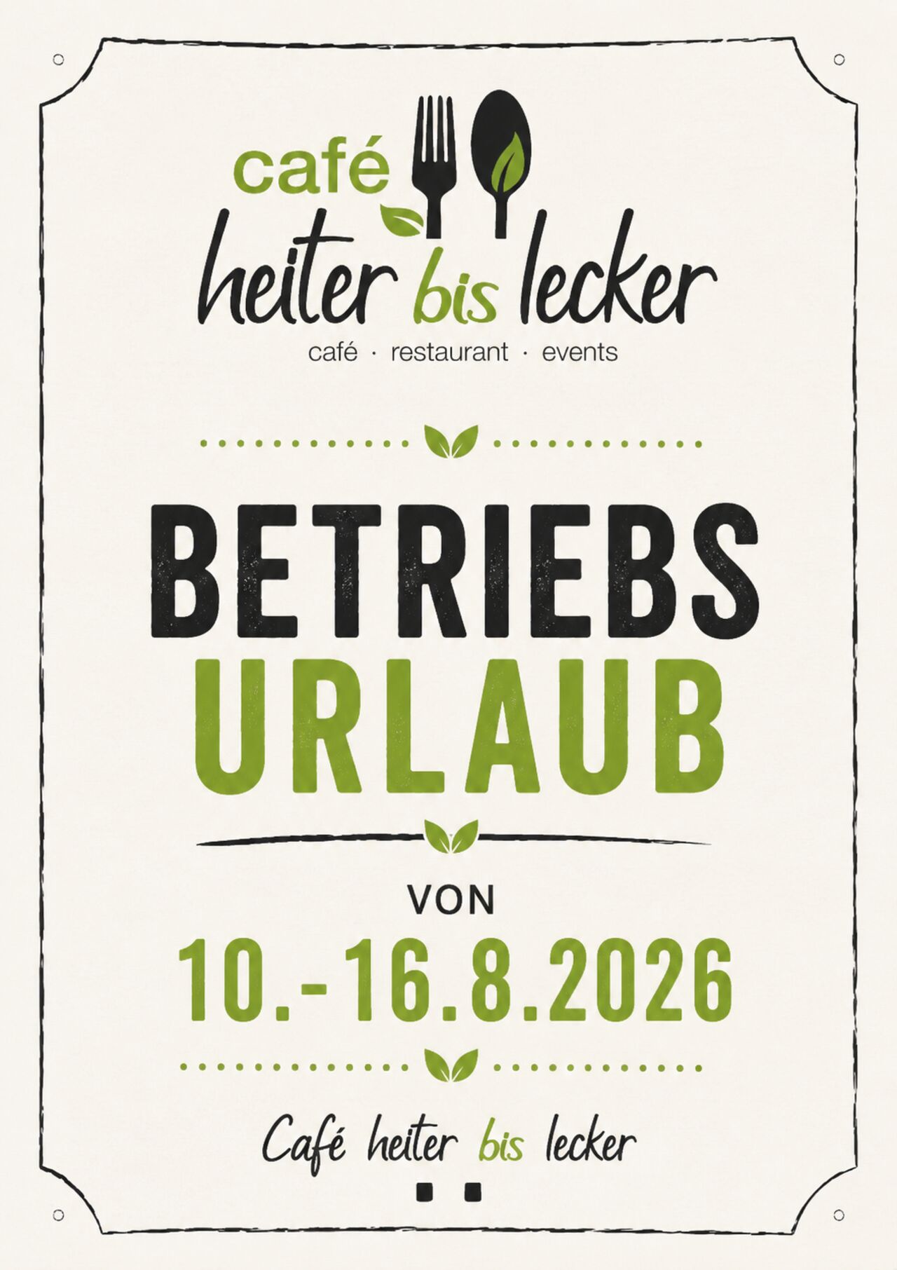 Betriebsferien 2026