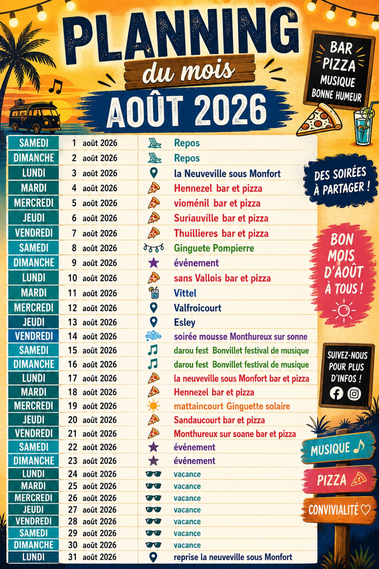 PLANNING DU MOIS DE <MAI 2026