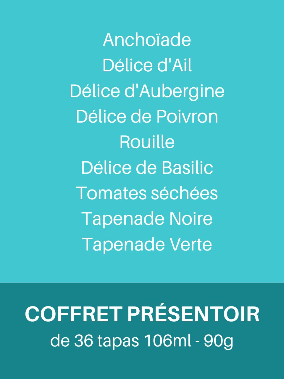 COFFRET PRÉSENTOIR 36 sauces 90g - 106ml