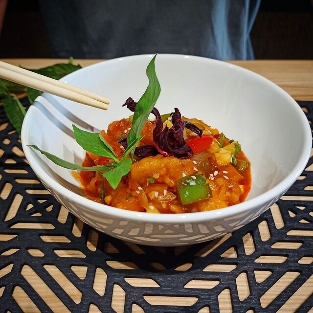 Dos de cabillaud à la sauce aigre douce