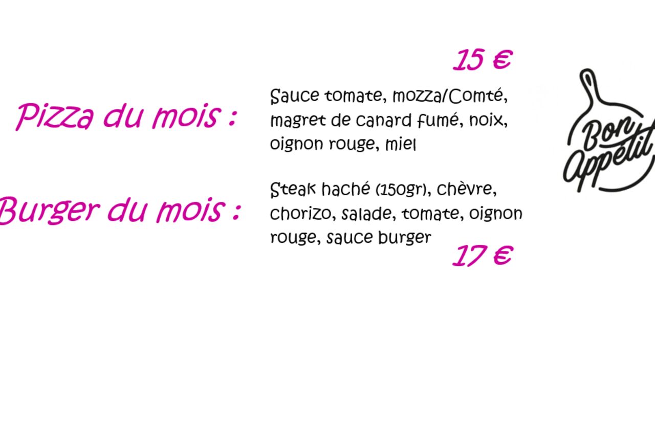 Pizza et burger du mois de mars