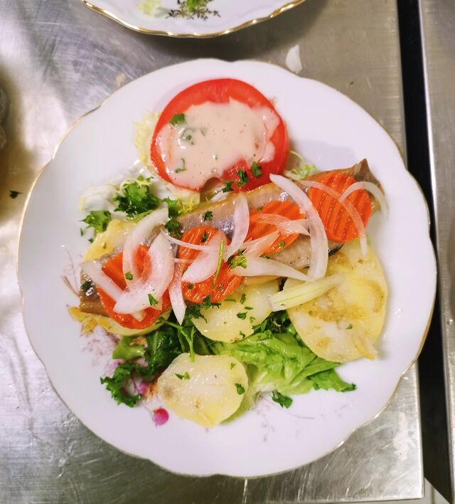 Filet de hareng, pomme à l'huile