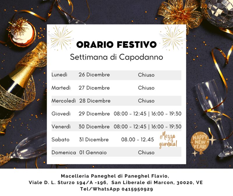 Orari settimana di Capodanno
