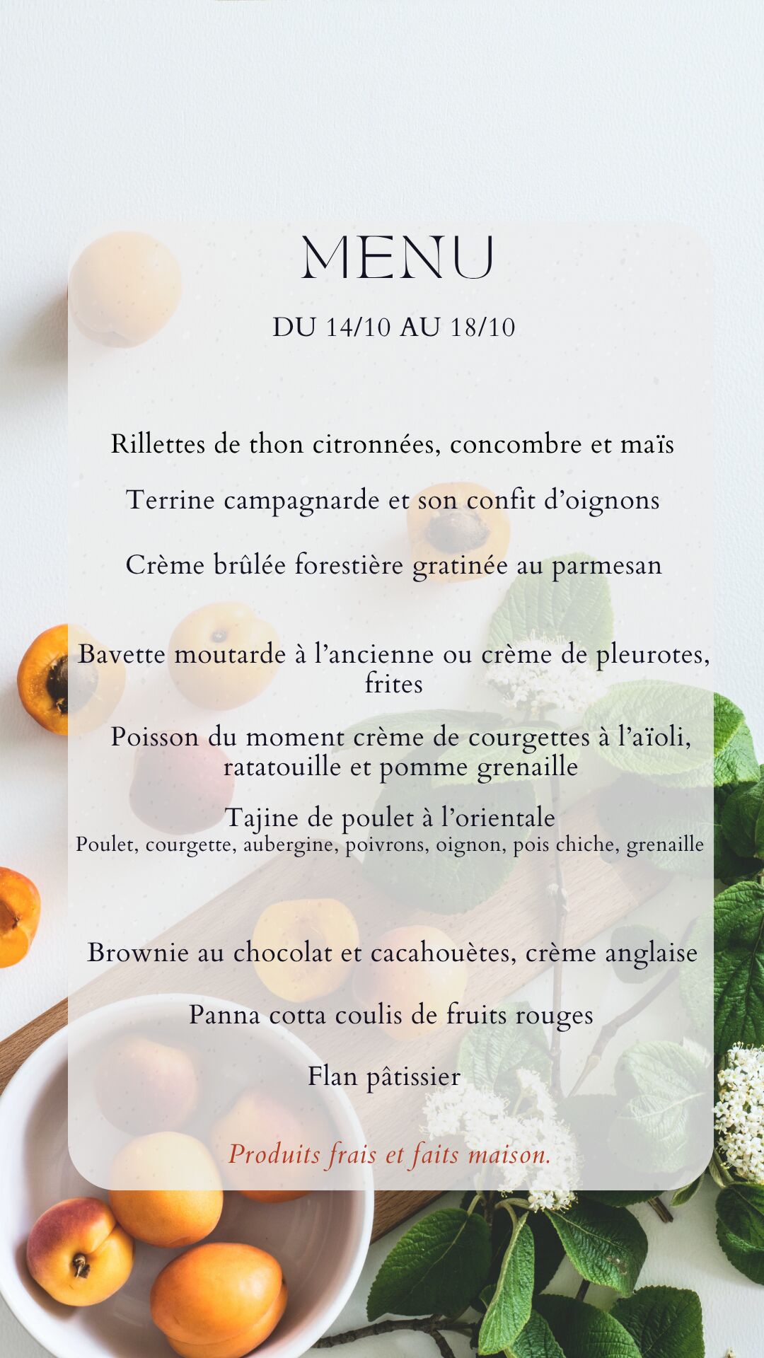 Menu du 14/10/25 au 18/10/25
