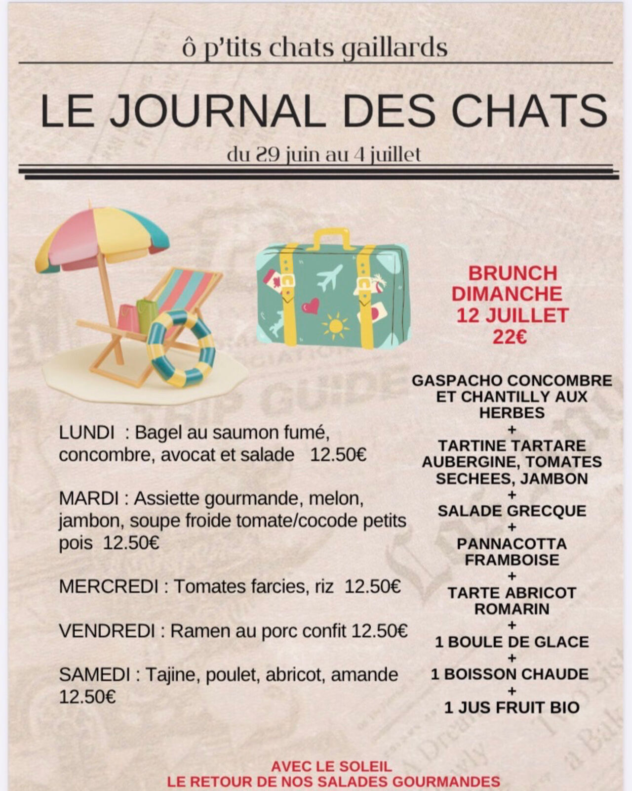 Menu du 29 juin au 4 juillet