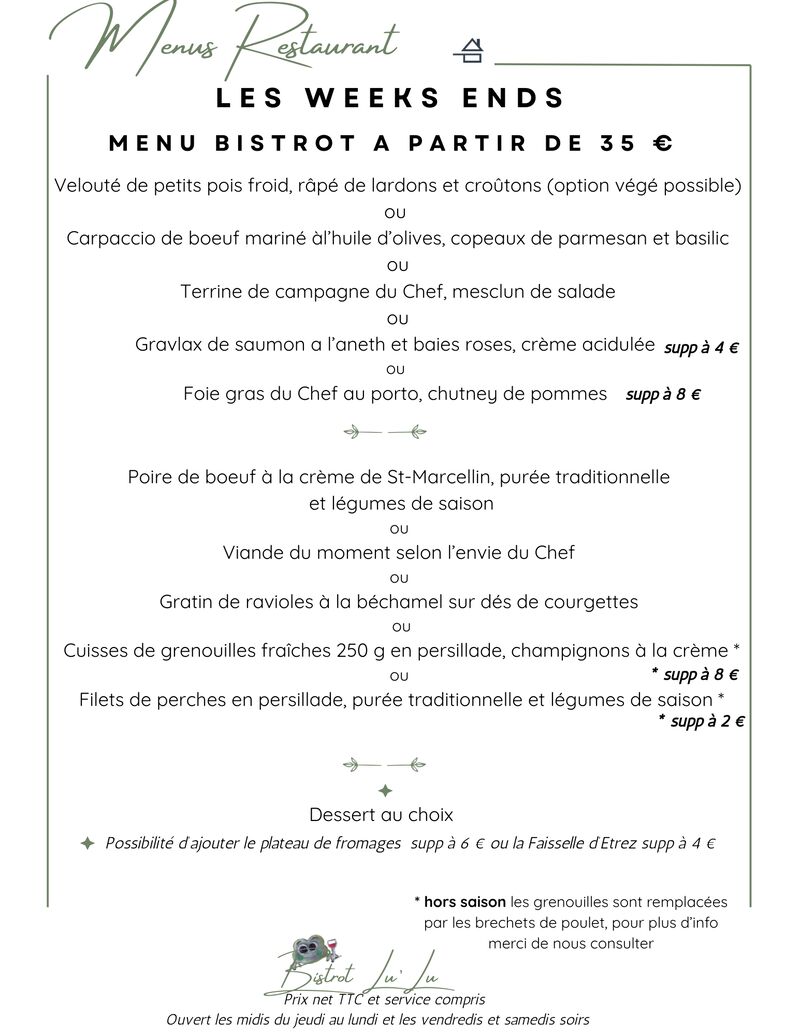 MENU WEEK END