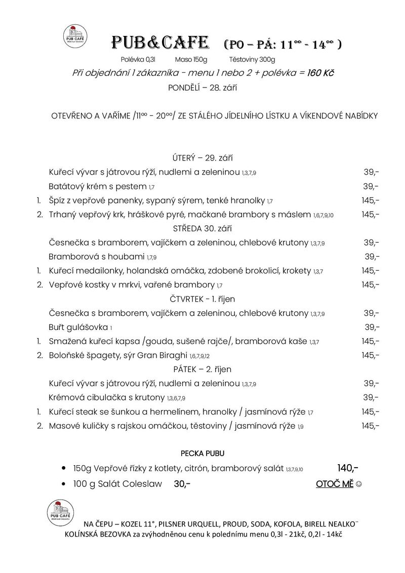 DENNÍ MENU od 28.ZÁŘÍ