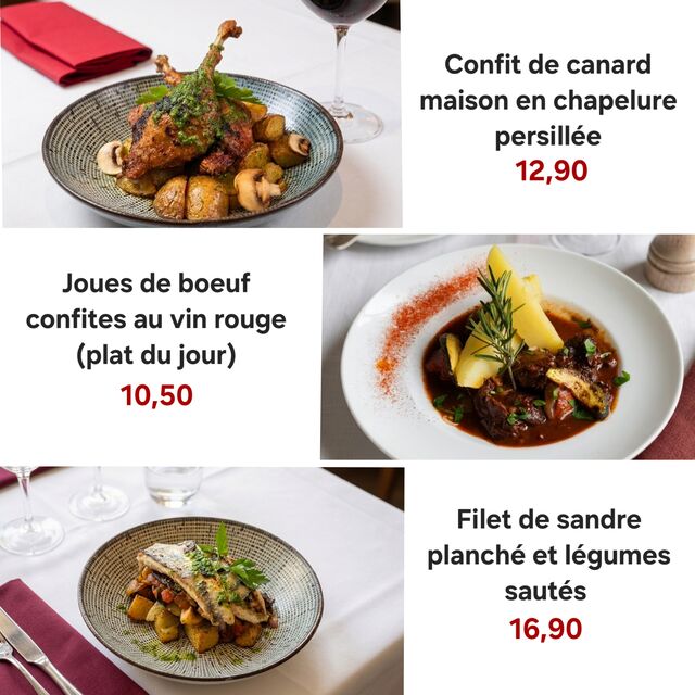 Plats et tarifs