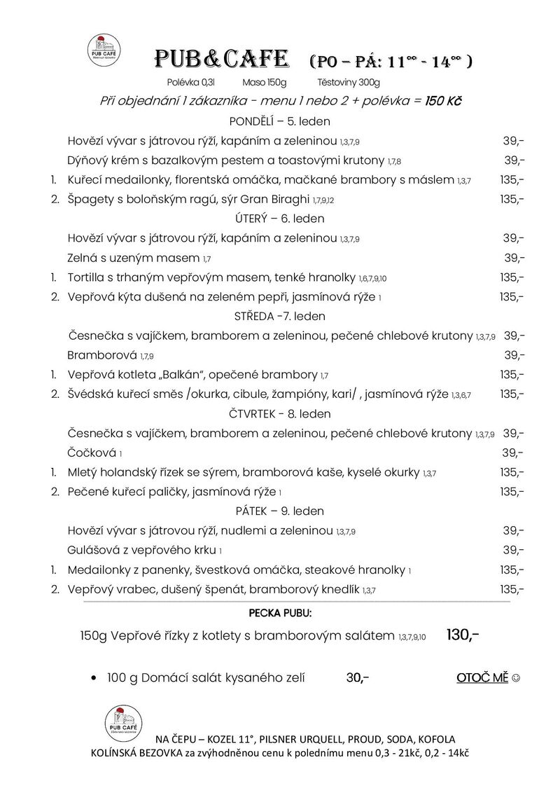 Denní menu od 5. ledna