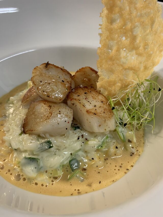 Le Risoto aux Saint Jacques, Jus de Homard et Poireaux