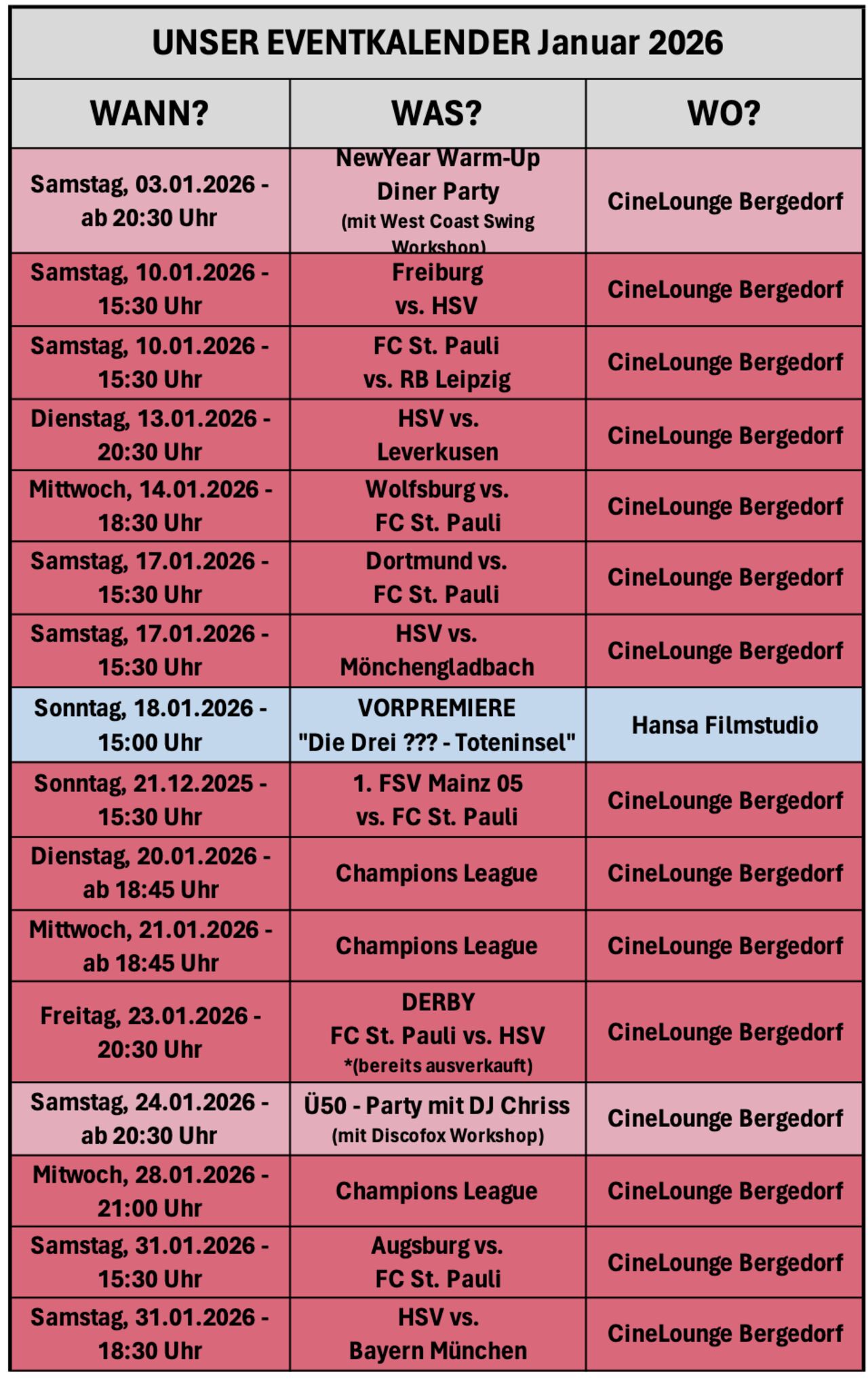 Unsere Events im Januar 2026