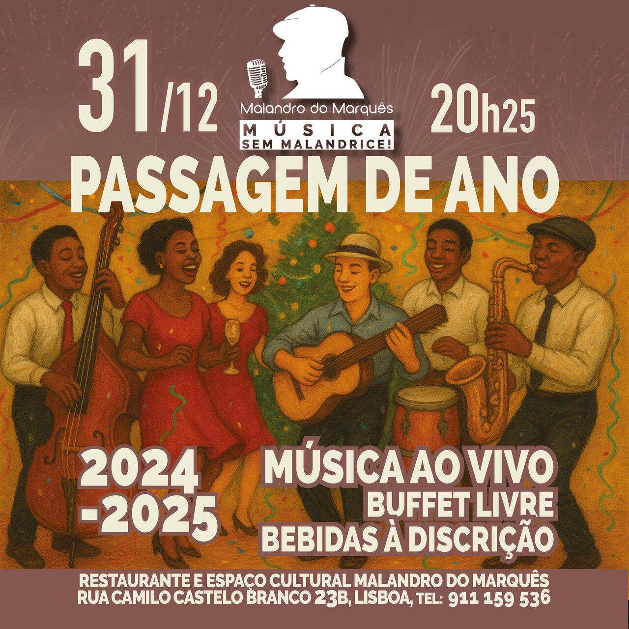 Réveillion 2026 no Malandro do Marquês com Música ao Vivo