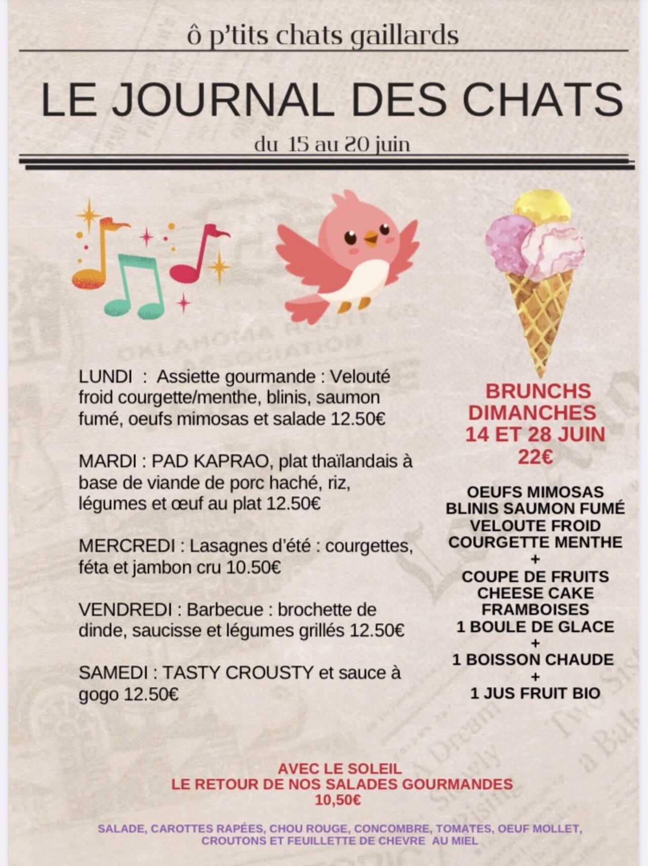Menu du 15 au 20 juin