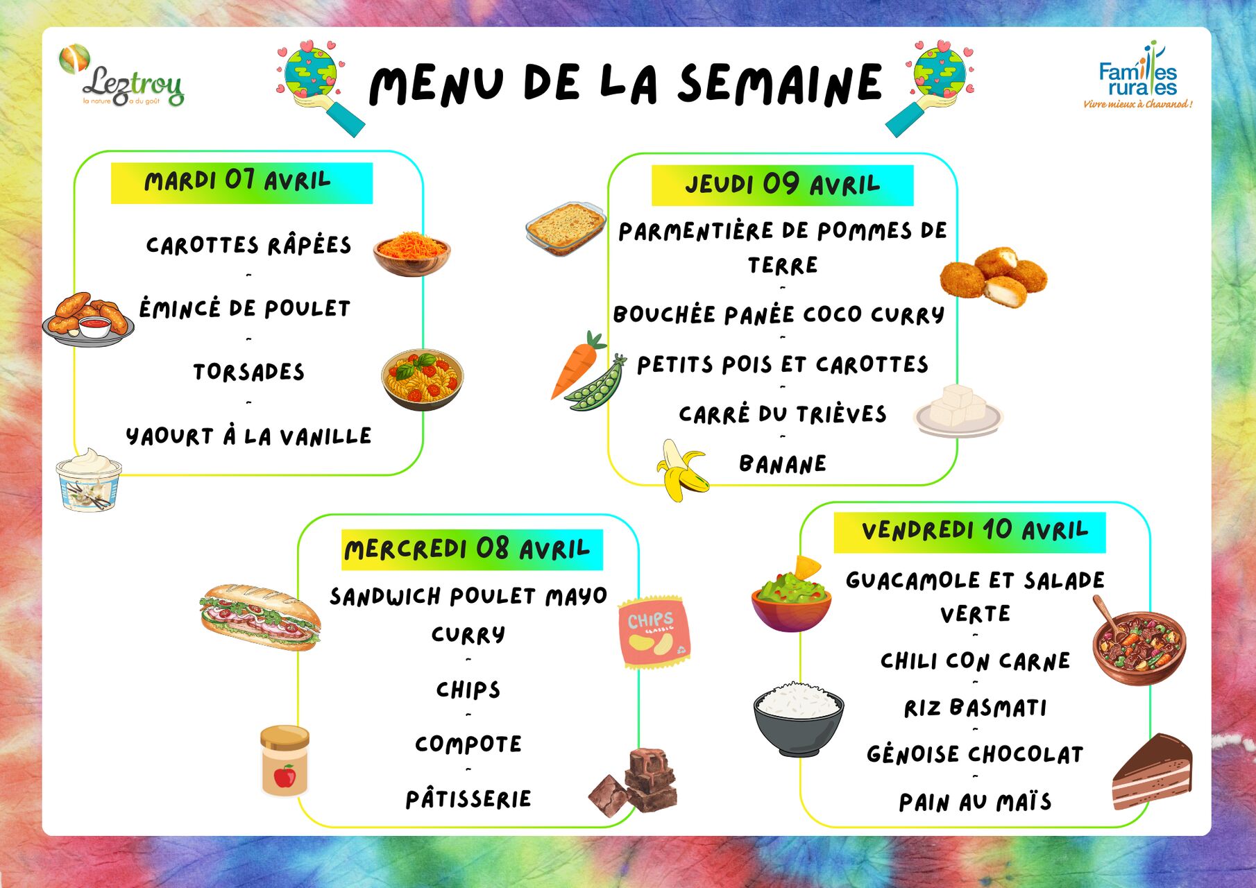 MENUS VACANCES DE PRINTEMPS
