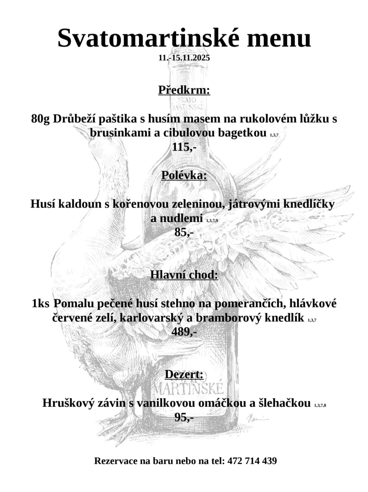 Svatomartinské menu 2025