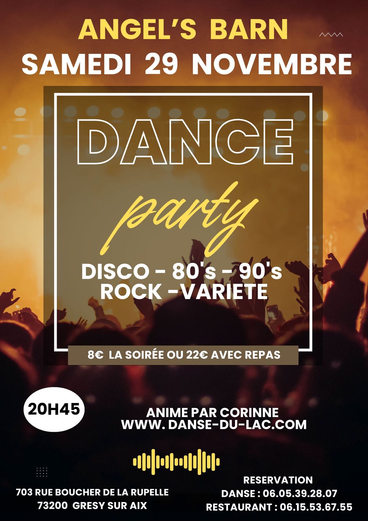 SAMEDI 29 NOVEMBRE : SOIREE DANCE PARTY
