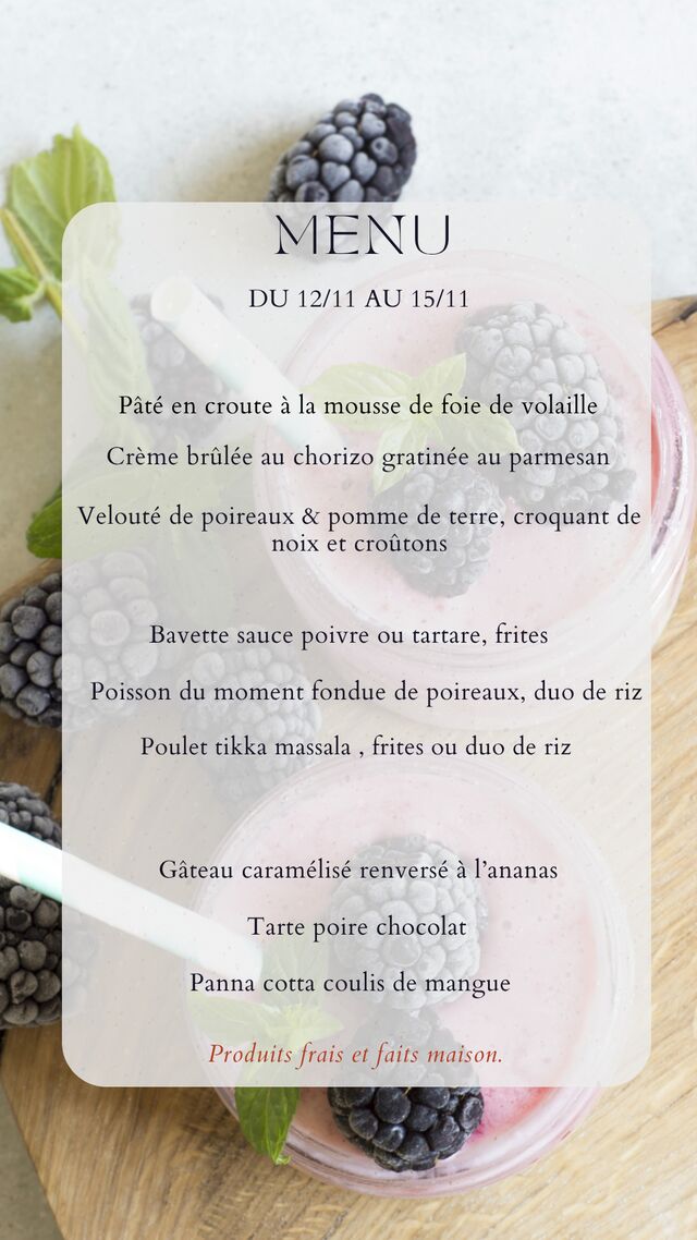 Menu du 12/11/25 au 15/11/25