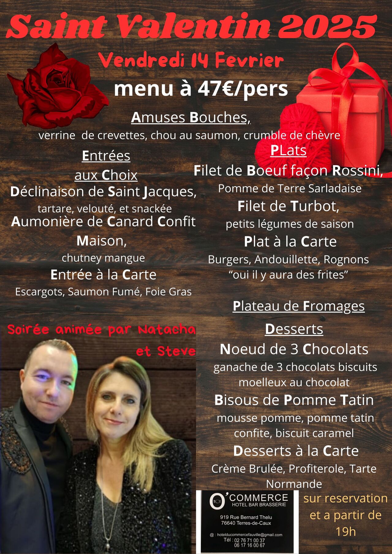 menu saint valentin 2025