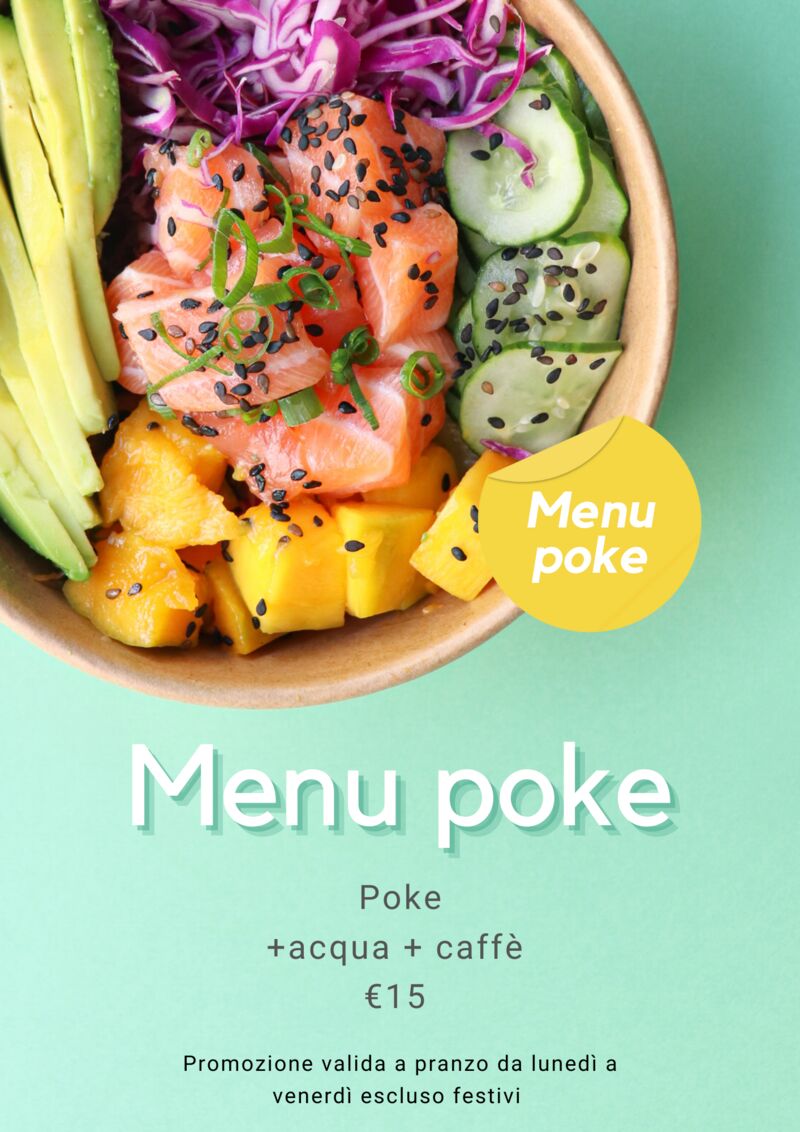 Ordina la tua poke preferita e completa il tuo menù.(promozione valida SOLO take away e delivery)