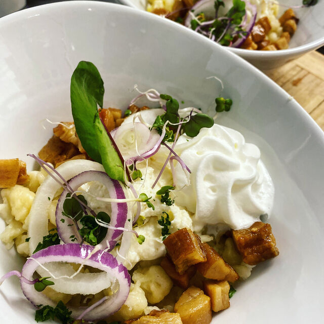 Halušky s brynzou a slaninou