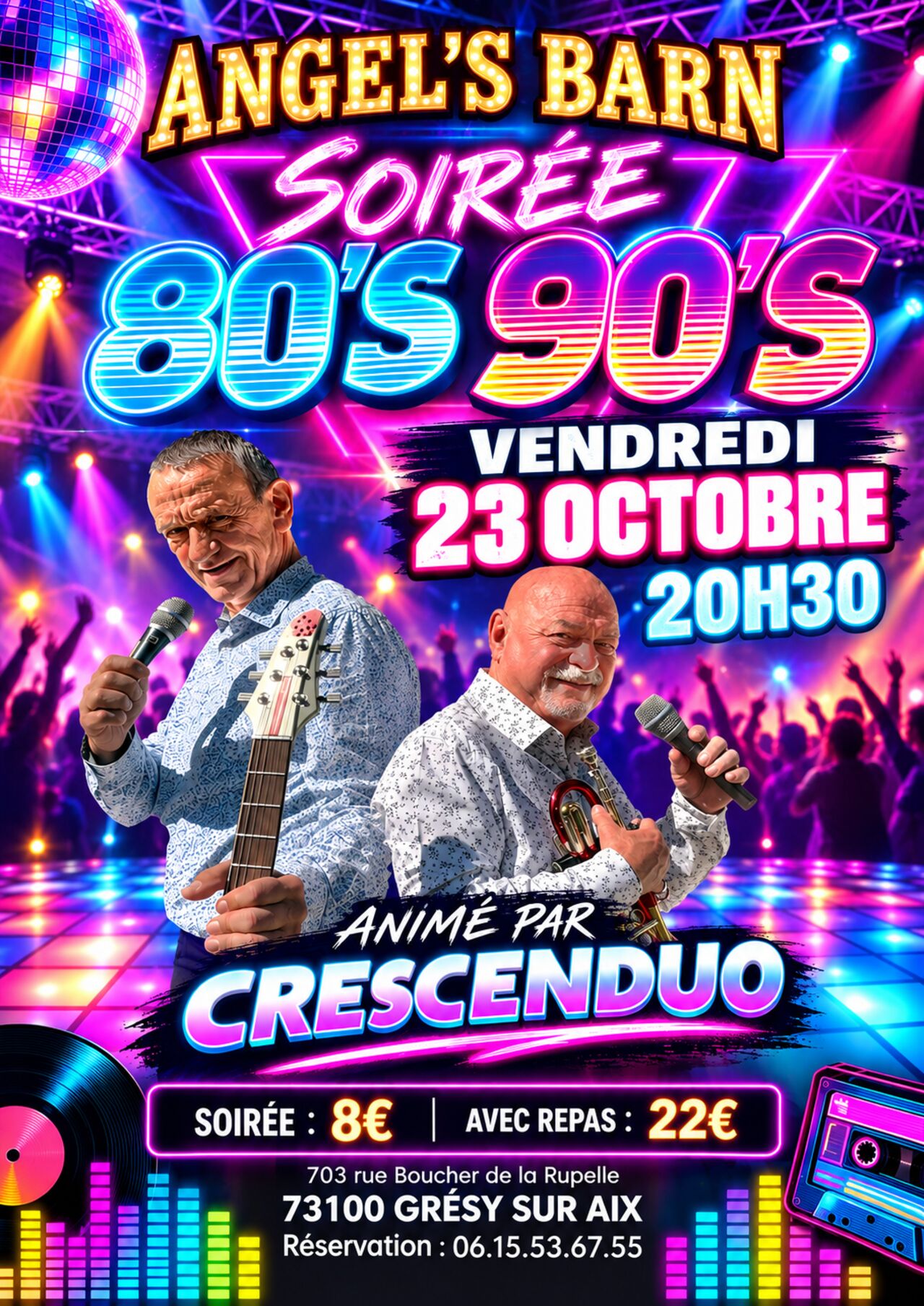 VENDREDI 23 OCTOBRE : SOIREE ANNEES 80 ET 90 animée par CRESCENDUO