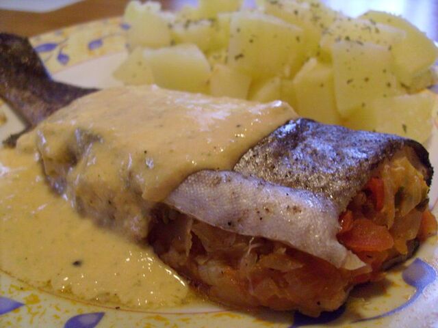 TRUITE A LA CREME DE HADDOCK ET MOULES