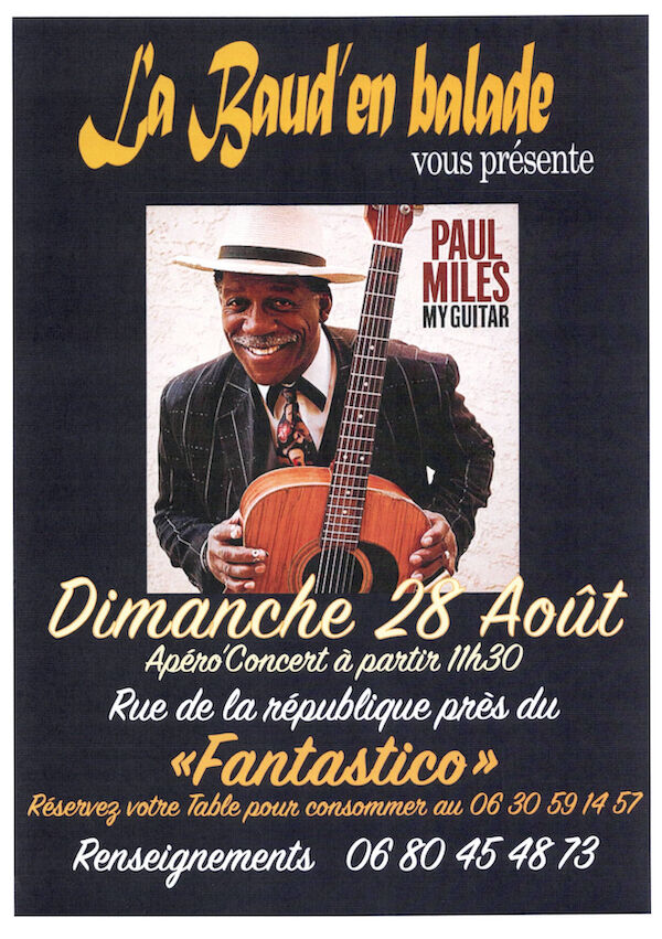 Apéro Concert Guitariste américain Paul Miles 28.08.22