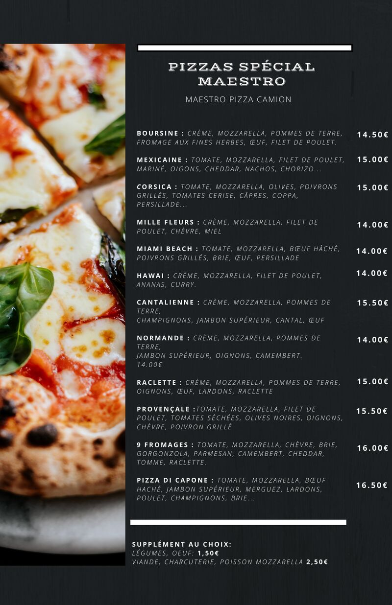 Pizzas Spécial maestro