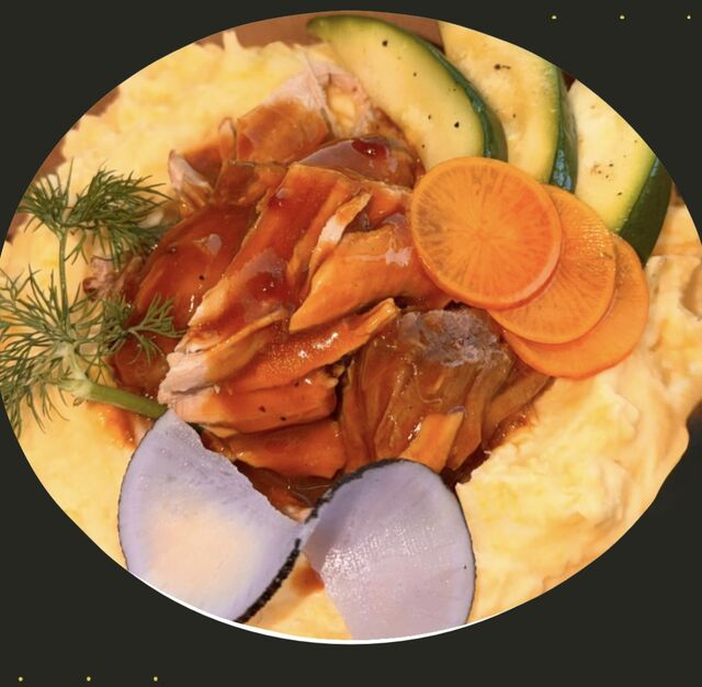 Effilochés de porc polenta crémeuse 