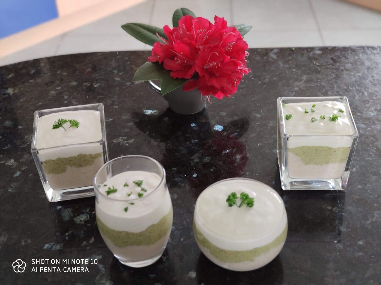 verrine fromage blanc et épinards