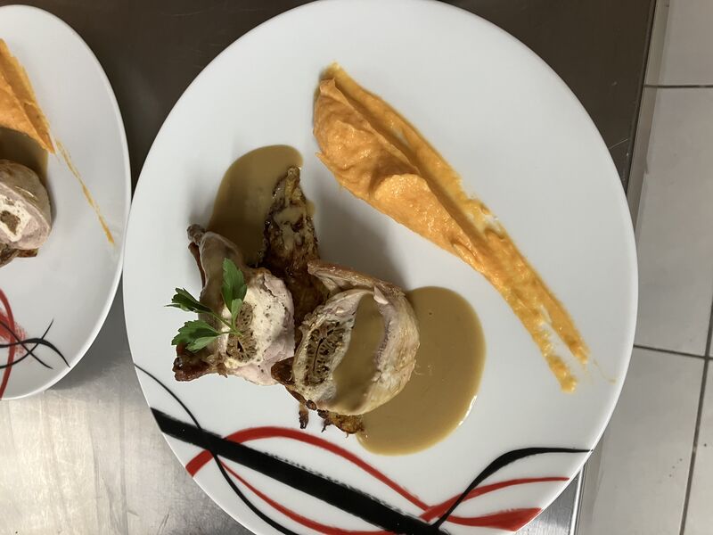 Caille farcie morilles