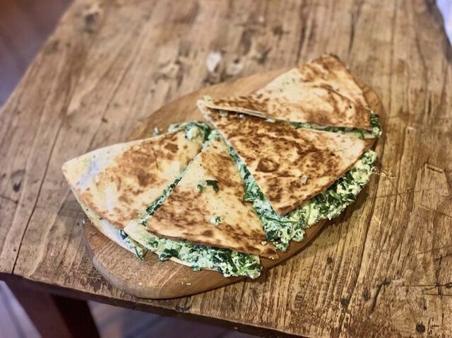 La quésadillas, une des planches du moment
(Ricotta-Epinard)