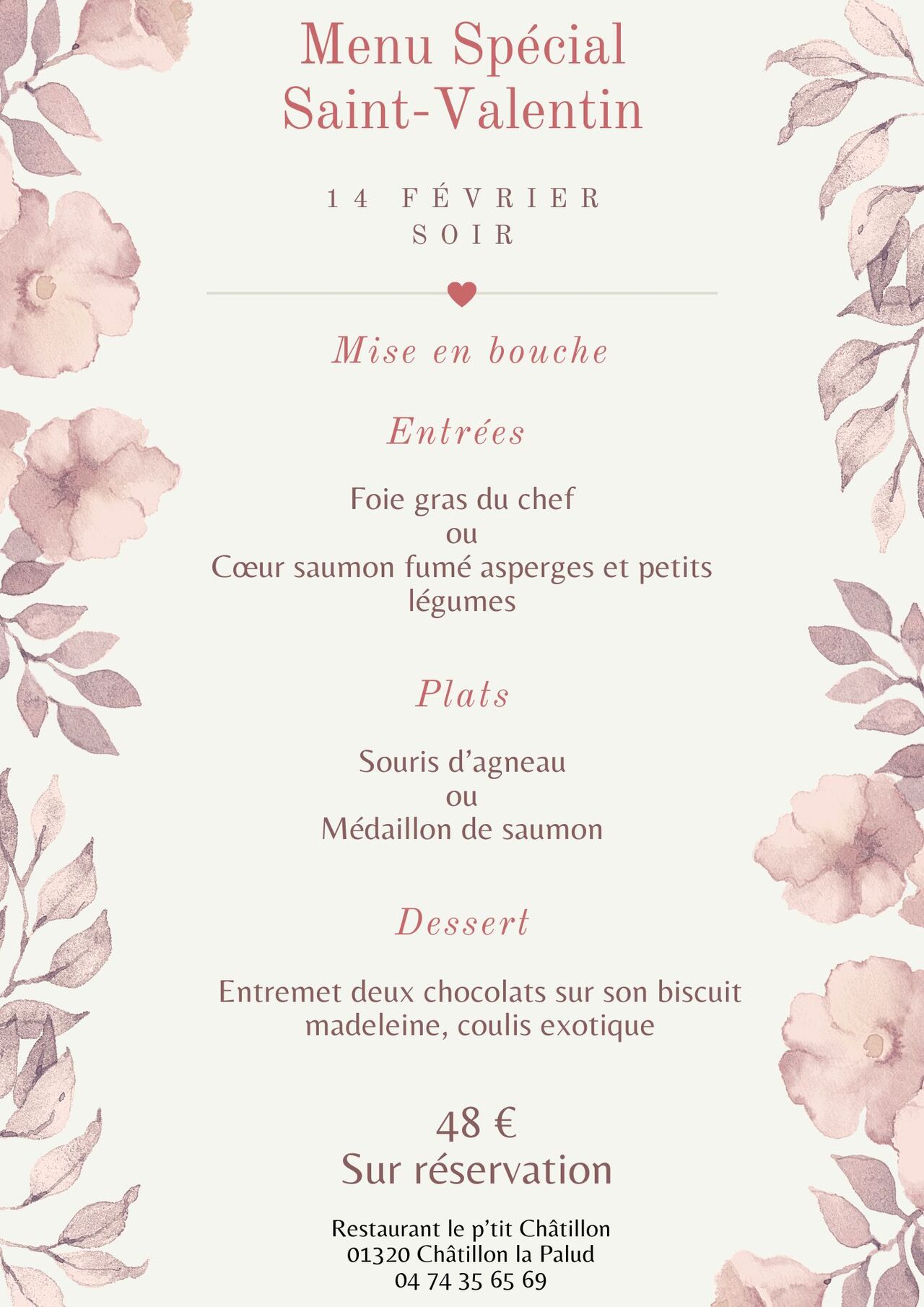 Menu Saint Valentin