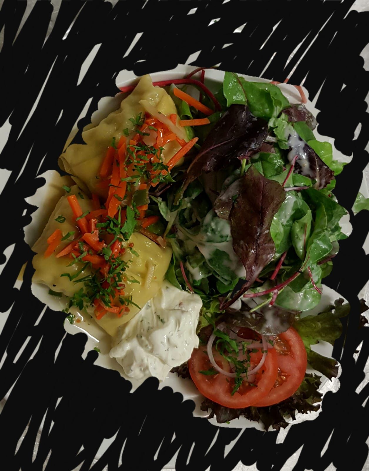 Veggie❤️Maultaschen mit Spinat und Käse