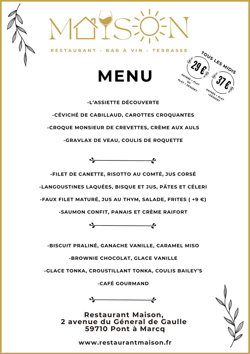 Menu du midi 13 janvier