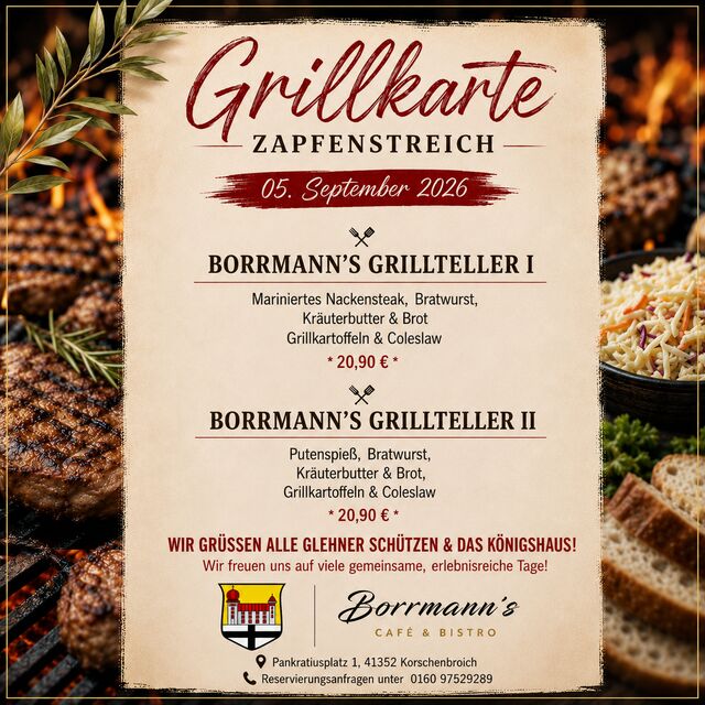 Schützenfest Speisekarte Zapfenstreich
