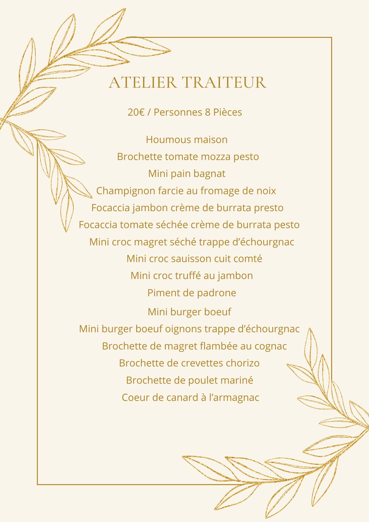 LA CARTE TRAITEUR