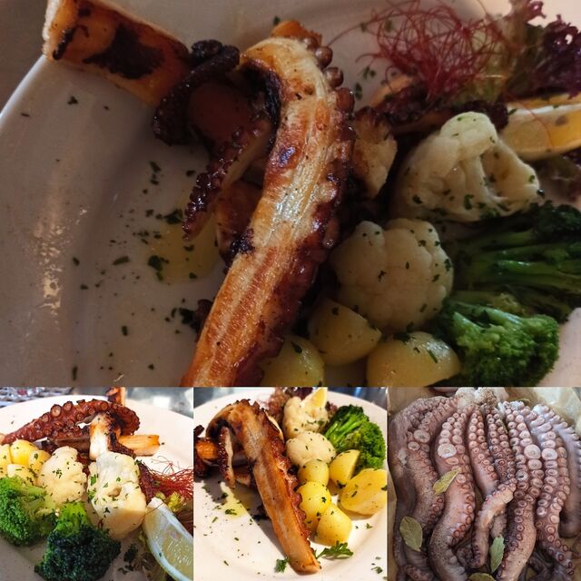 Gegrillter Octopus mit Gemüse und Salat